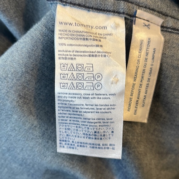 Tommy Hilfiger Button Up Casual Dress Shirt Navy Blue - Picture 9 of 9